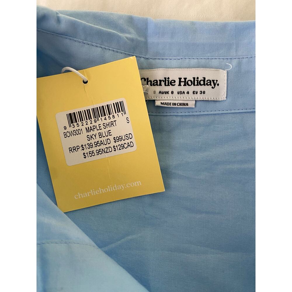 Charlie Holiday Anthropologie Maple Shirt Blue - Picture 6 of 8
